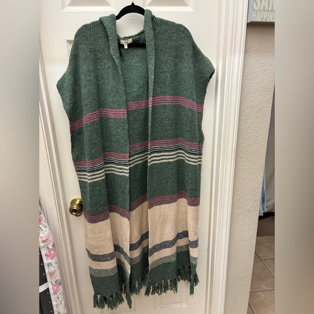Easel Green and Cream Striped Cardigan - Picture 4 of 6